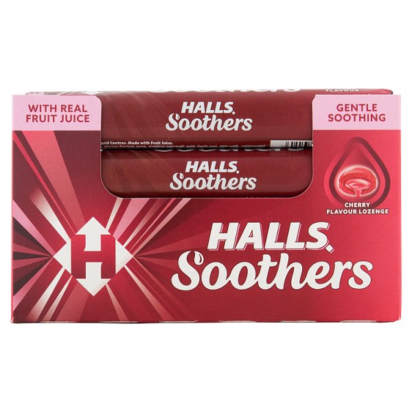 Halls Soothers Cherry Lozenges Roll 45g x 20