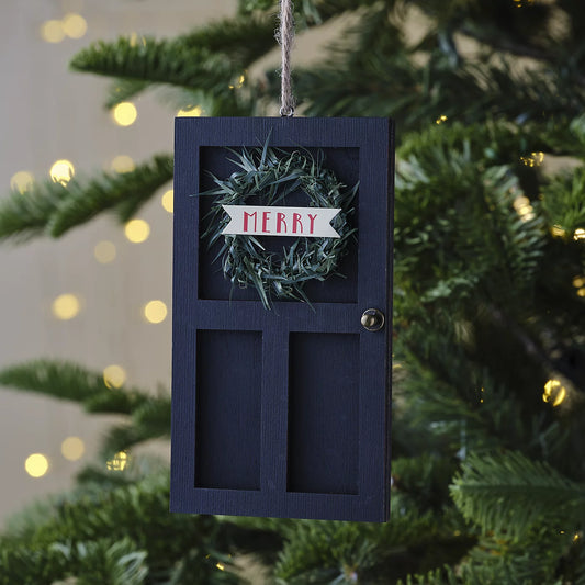 2 x Black Door Wood Rectangular Hanging decoration