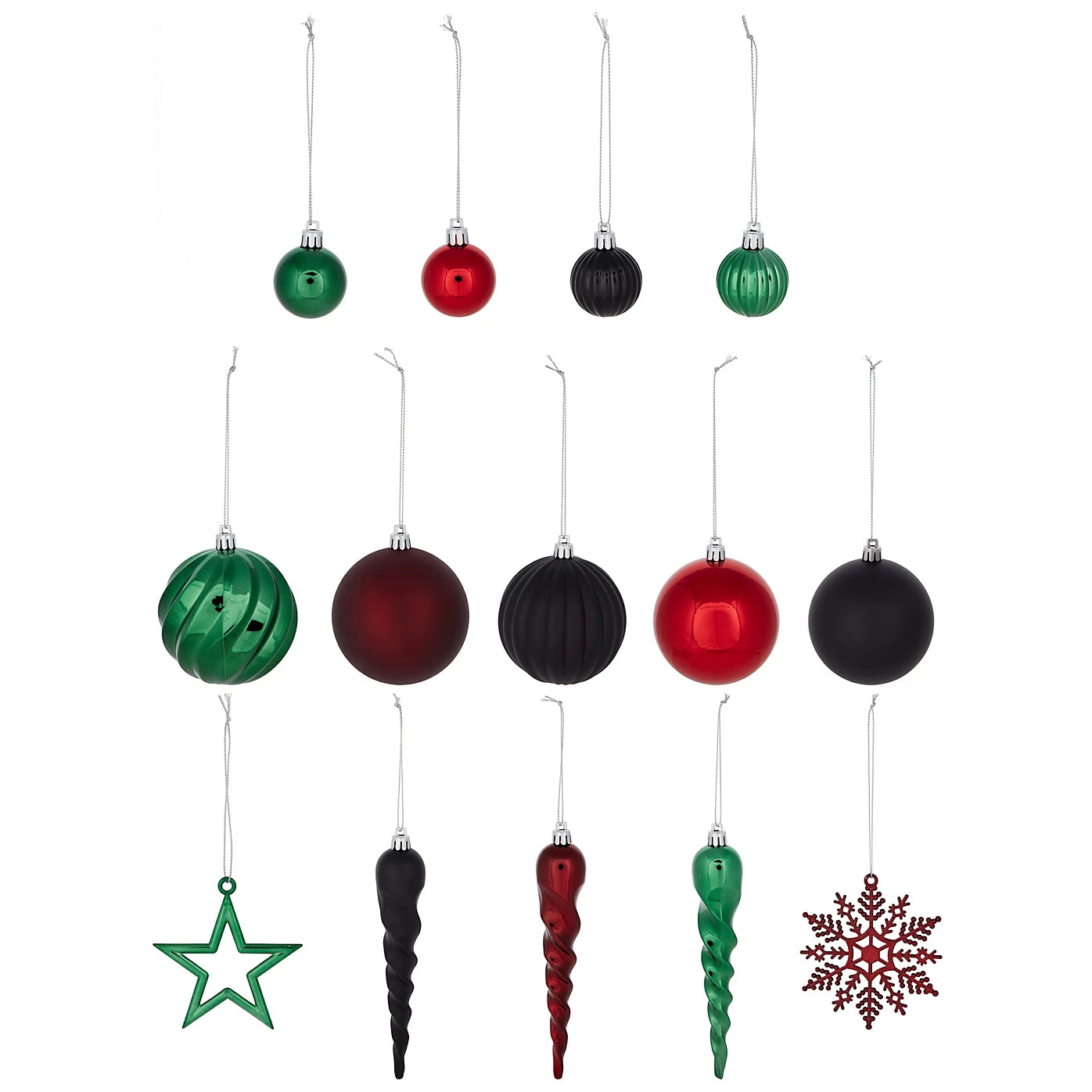 Black, green & red Plastic Christmas Decorations decoration, Pack of 100