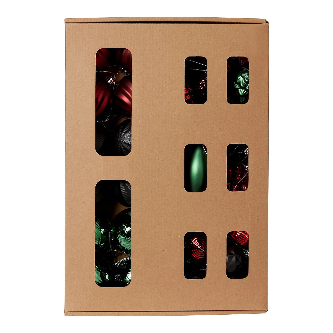 Black, green & red Plastic Christmas Tree decoration, Pack of 50 Baubles