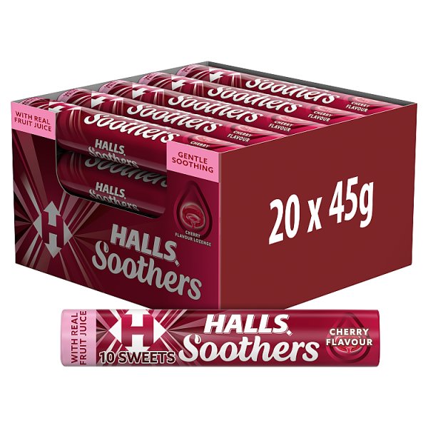 Halls Soothers Cherry Lozenges Roll 45g x 20