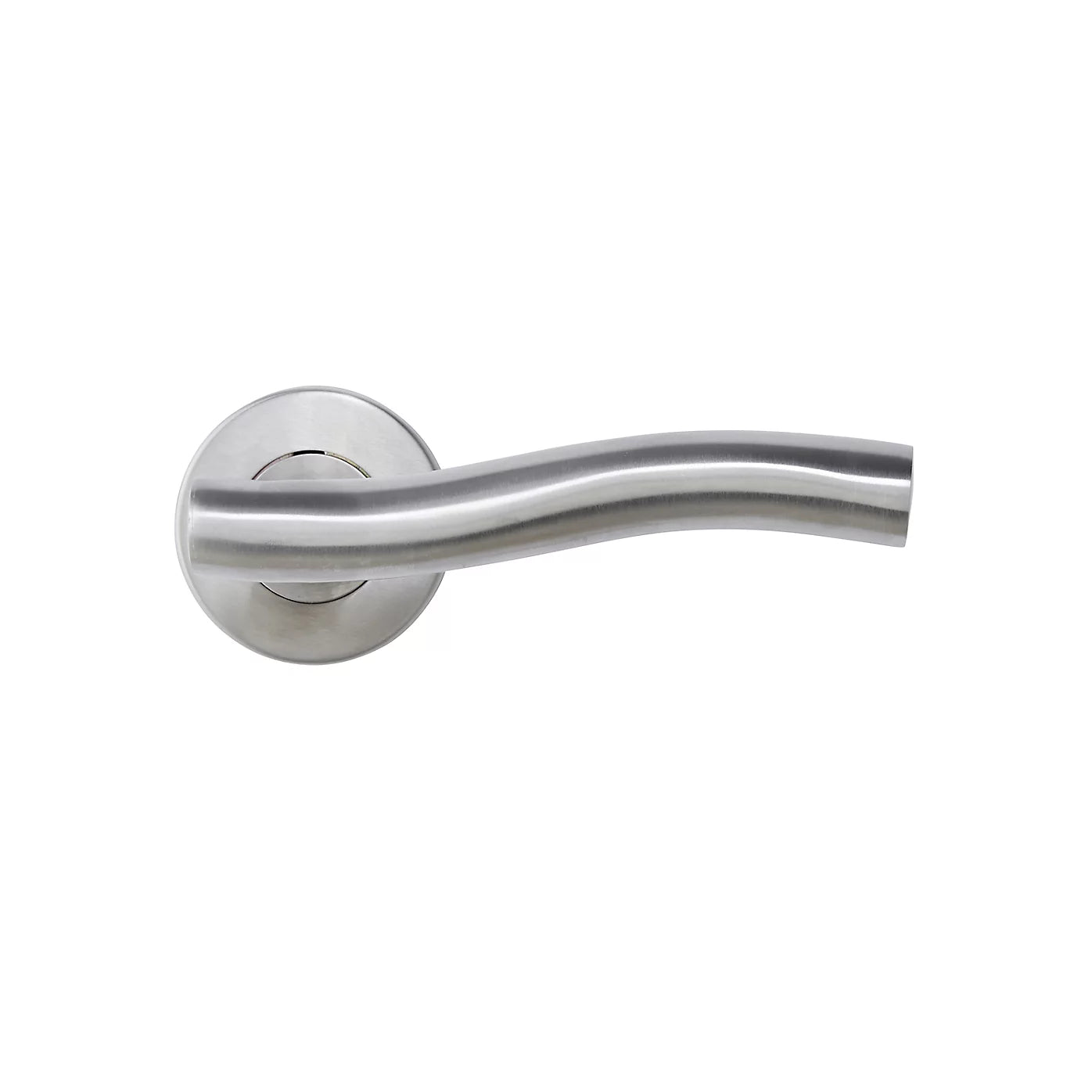 Colours Lalin Satin Nickel effect Stainless steel Curved Latch Push-on rose Door handle (L)130mm, Pair