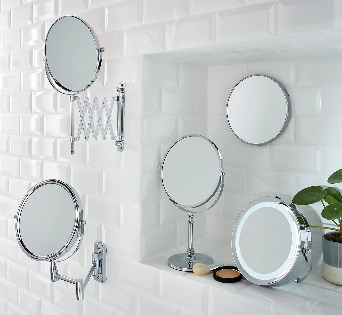 Cooke & Lewis Hayle Gris Round Wall-mounted Bathroom Mirror (H)31cm (W)22.5cm