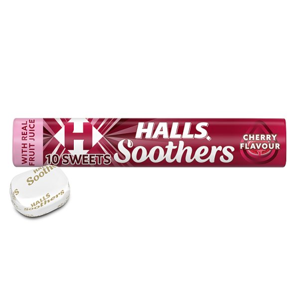 Halls Soothers Cherry Lozenges Roll 45g x 20