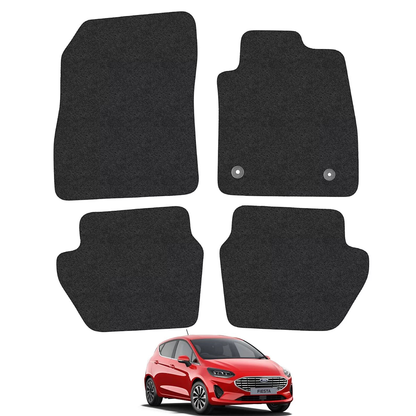 Ford Fiesta 2017+ MK8 Car Floor Mats Tailored Fit Carpet Set Anti-Slip Black