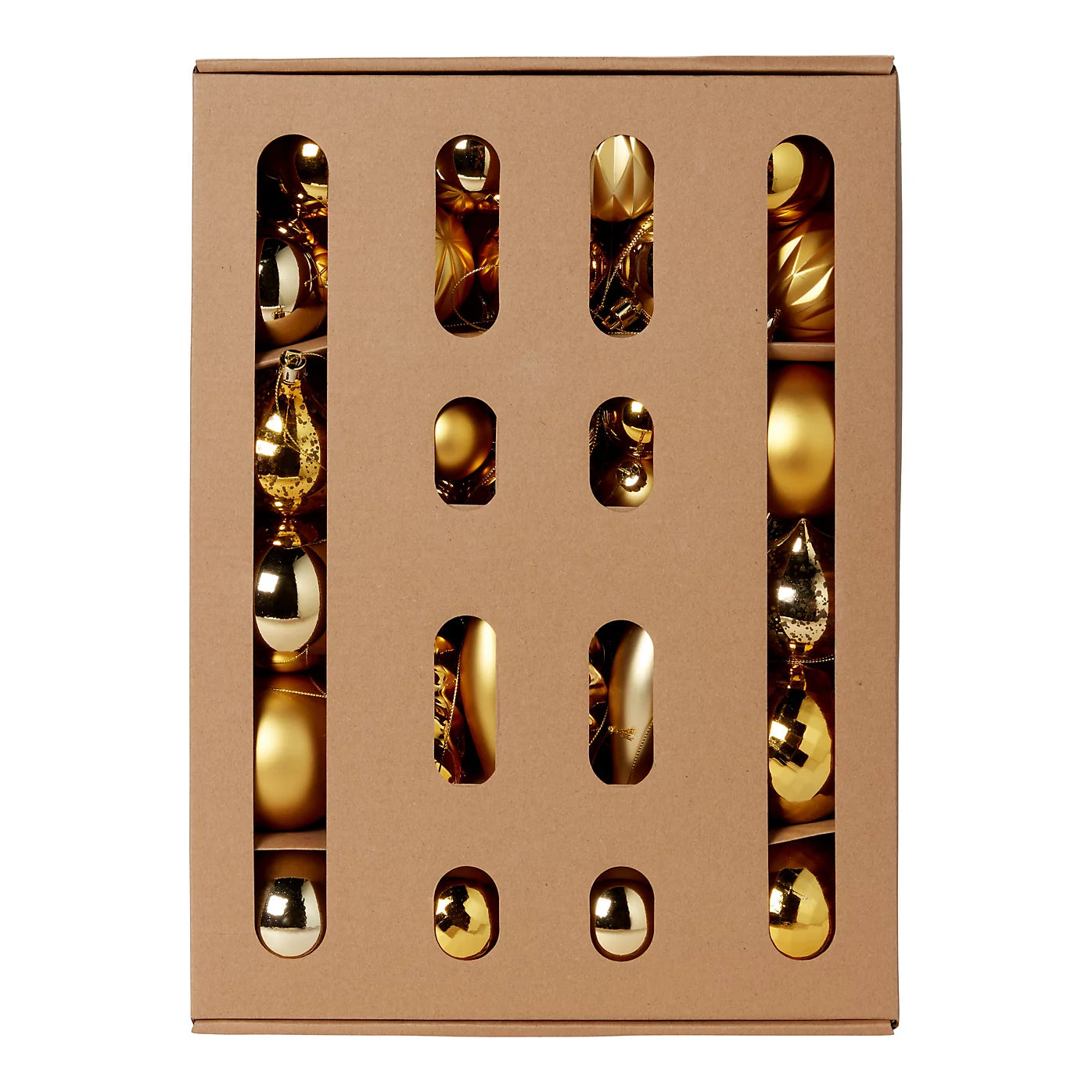 Gold effect Plastic Hanging Christmas Tree decoration, Pack of 40 Baubles