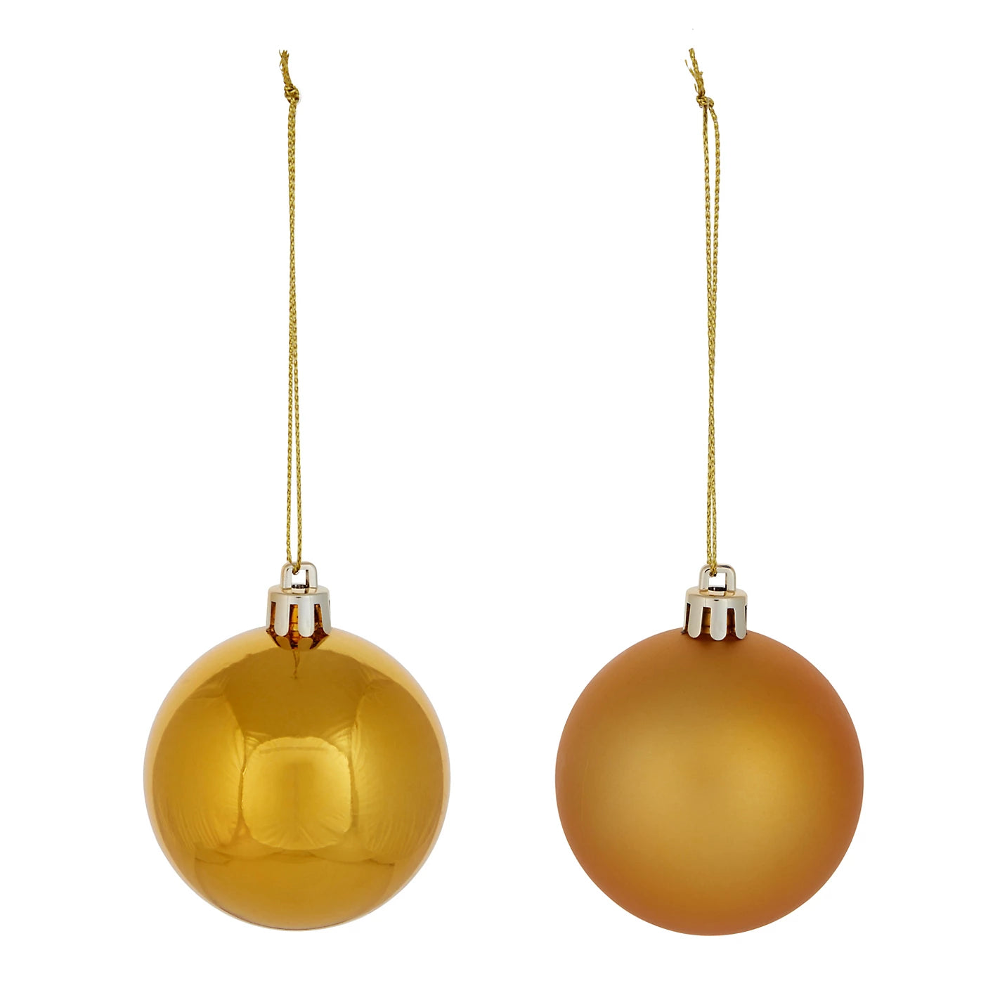 Gold effect Plastic Round Christmas bauble set, Pack of 10 (D) 60mm