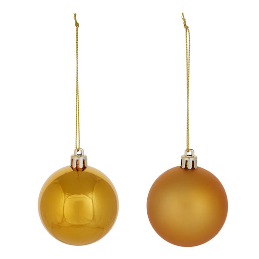 Gold effect Plastic Round Christmas bauble set, Pack of 10 (D) 60mm