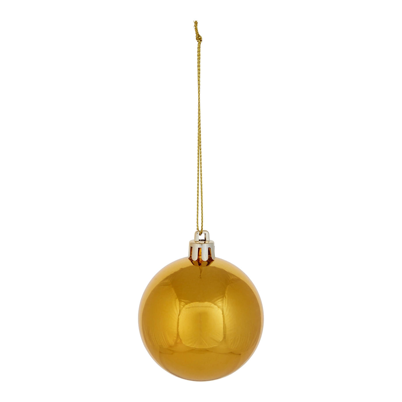 Gold effect Plastic Round Christmas bauble set, Pack of 10 (D) 60mm