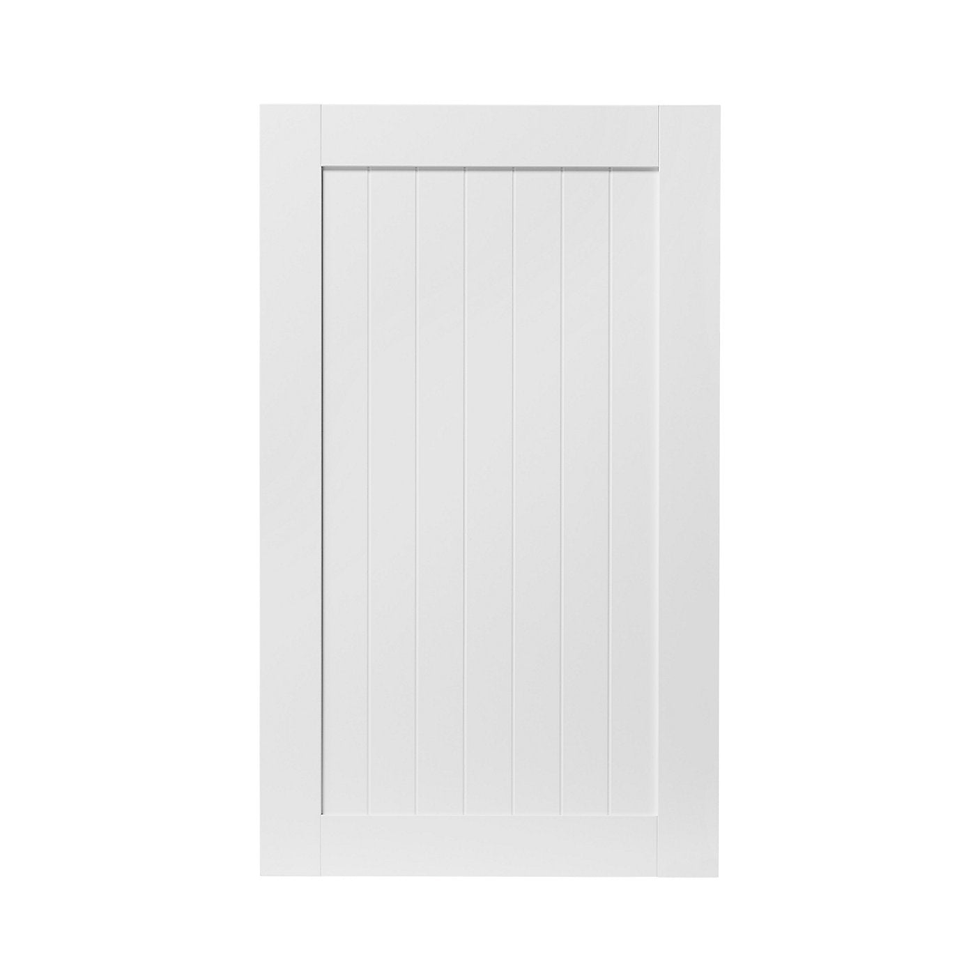 GoodHome Alpinia Tongue & groove Matt white Shaker 50:50 Larder Cabinet door (W)600mm (H)1001mm (T)18mm