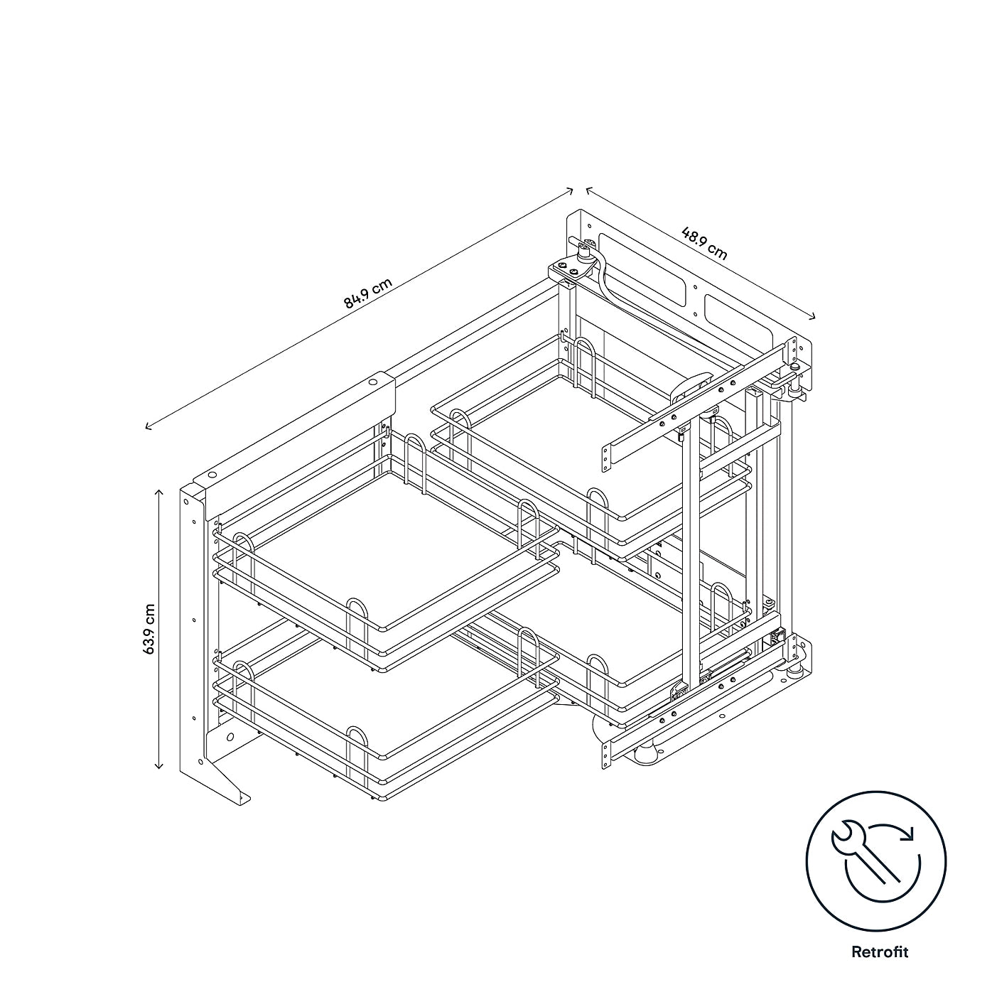 GoodHome Anthracite Soft-open Right outward Pull-out storage, (H)639mm (W)855mm