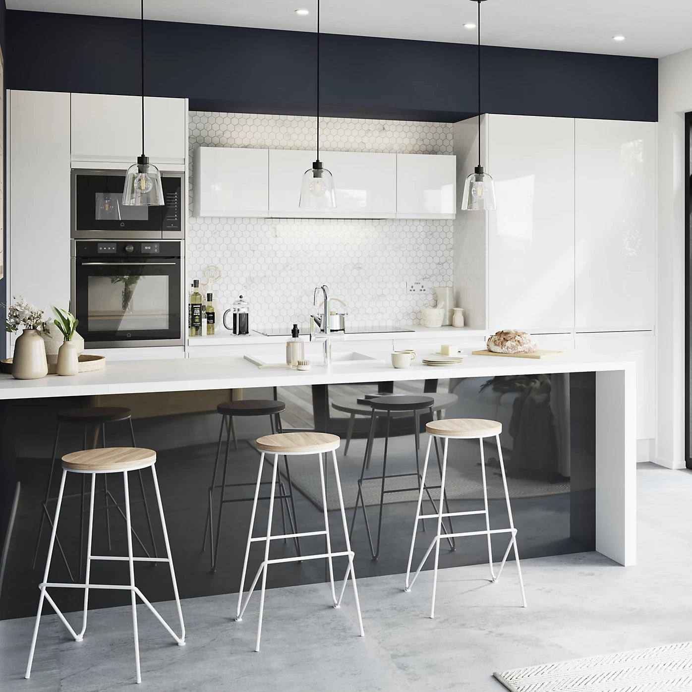 GoodHome Garcinia Gloss white Standard Corner post, (W)59mm