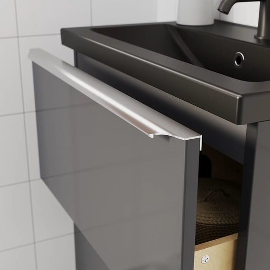 GoodHome Imandra Matt Chrome effect Bathroom Curved Edge Handle (L)60cm (D)39mm, Set of 2