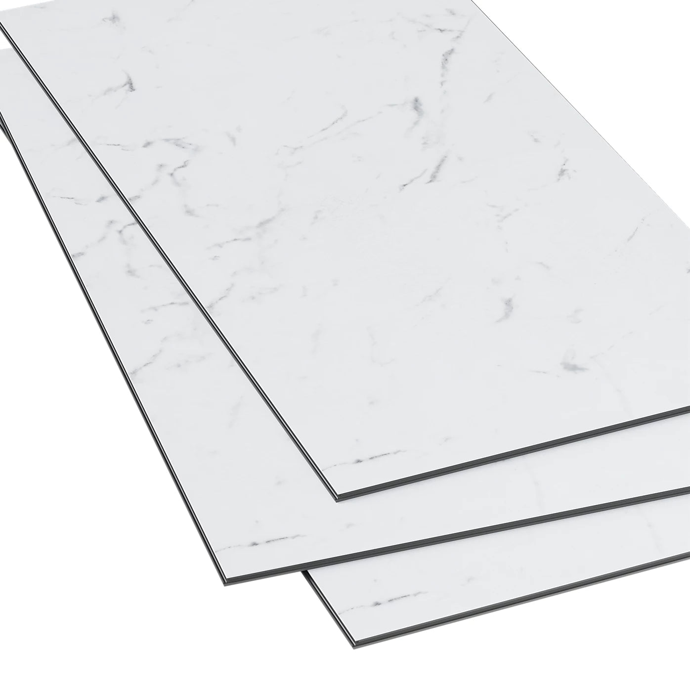 GoodHome Mambo White Natural Marble effect Textured Click vinyl Tile, 1.92m²
