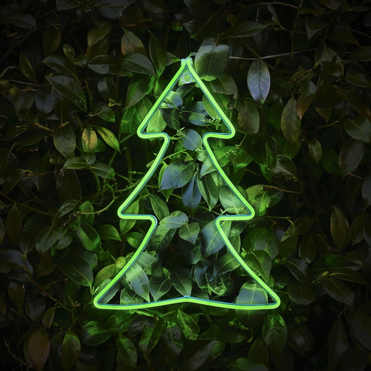Green LED White Christmas Tree Silhouette (H) 406mm