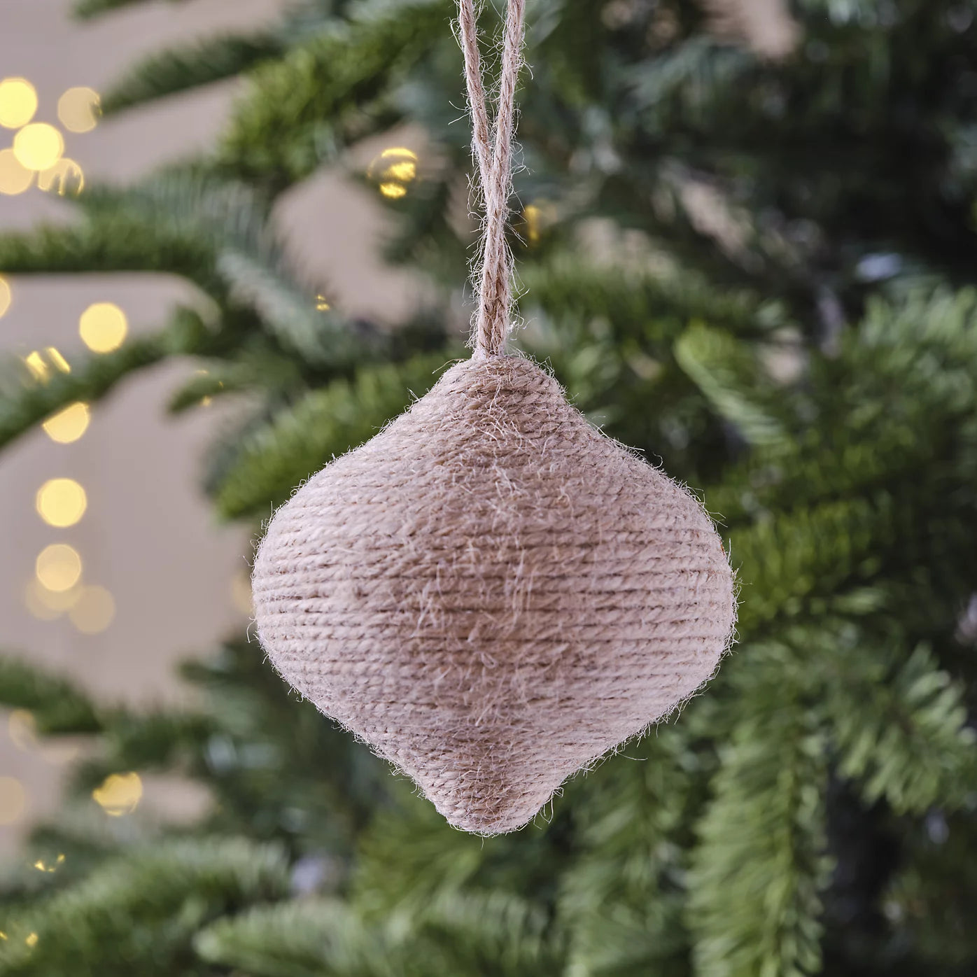 Natural Hessian effect Jute Round Hanging decoration (D) 80mm