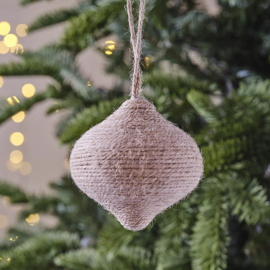 Natural Hessian effect Jute Round Hanging decoration (D) 80mm