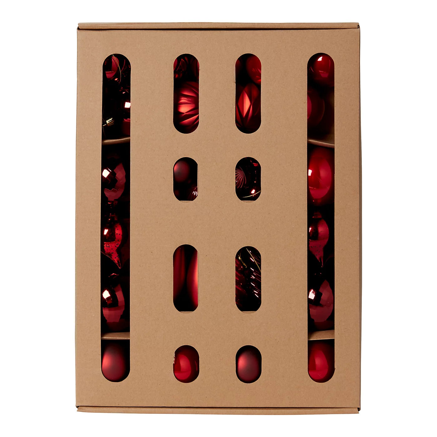 Plastic Hanging Christmas Tree decoration, Pack of 40 - Red Baubles