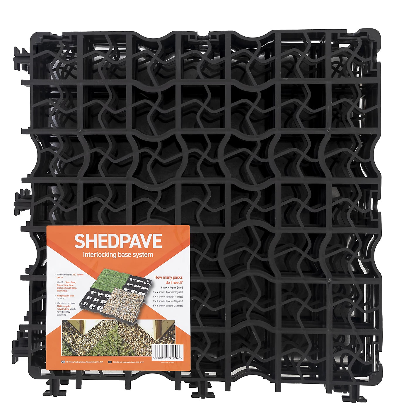 Plastic Interlocking shed base (W) 49cm x (L) 49cm , Pack of 4