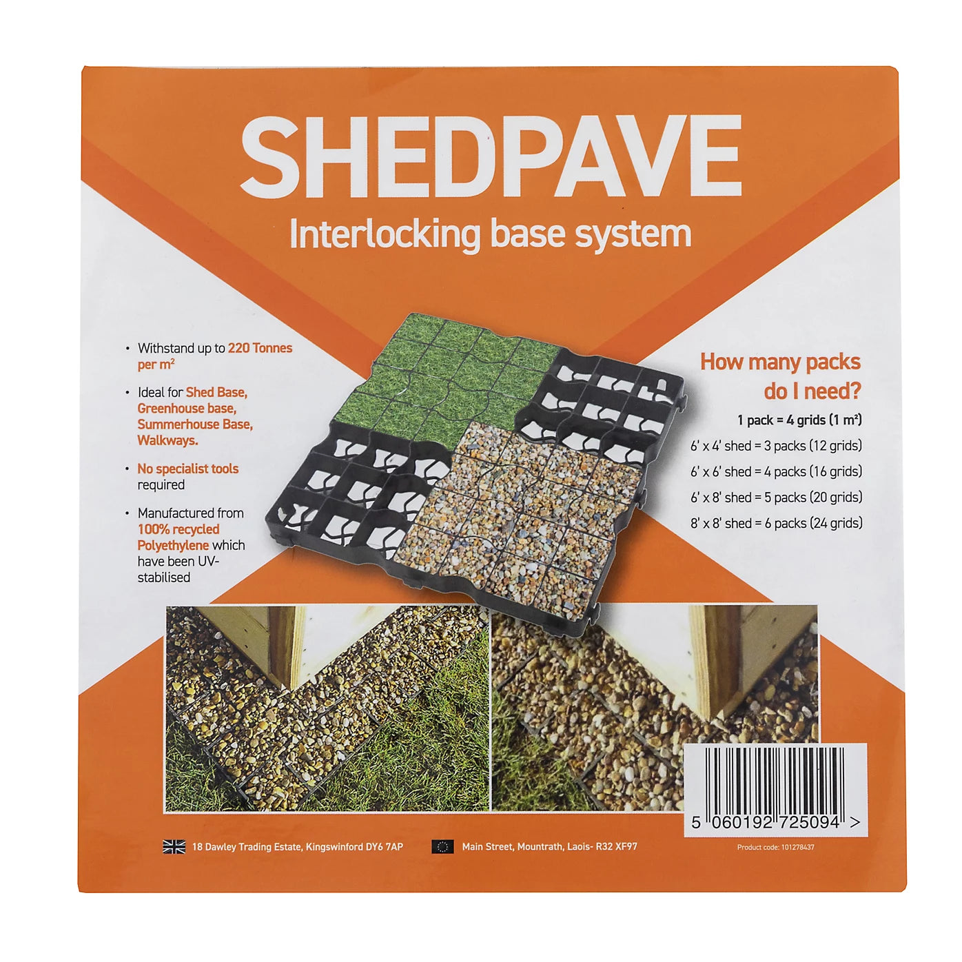 Plastic Interlocking shed base (W) 49cm x (L) 49cm , Pack of 4