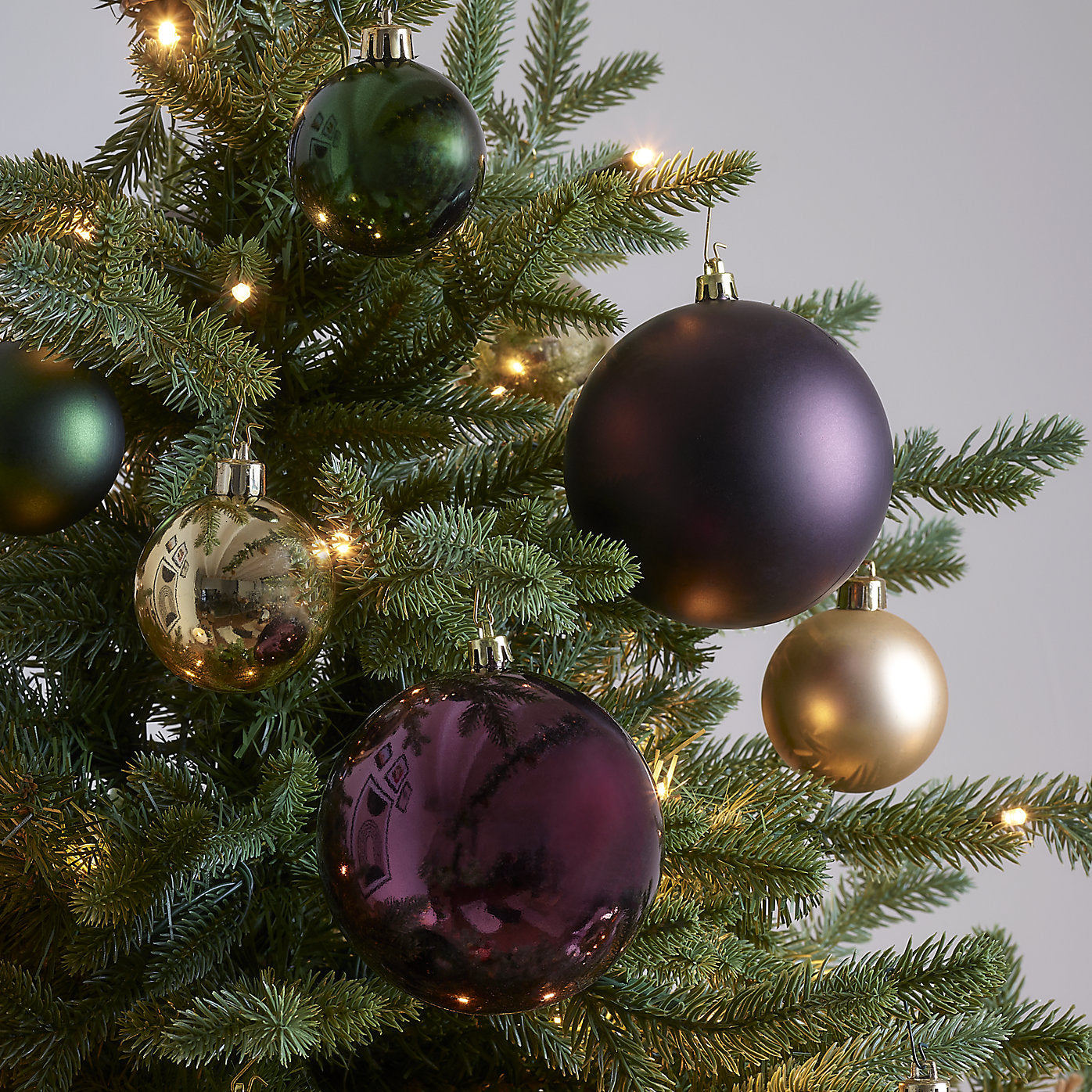 Purple Plastic Round Christmas bauble set, Set of 4 (D) 100mm