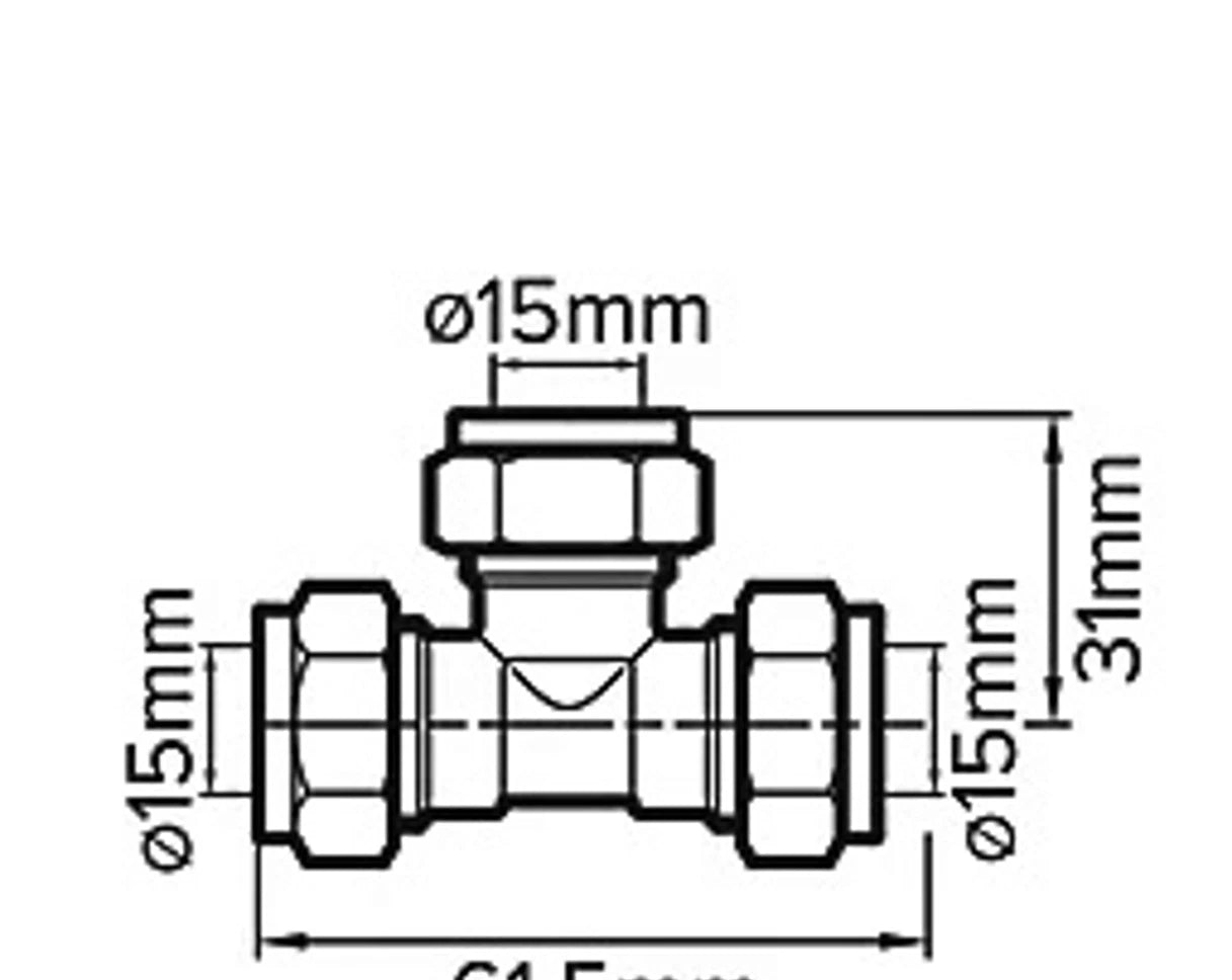 Flomasta Brass Compression Equal Tee 15mm x 15mm x 15mm- Sliver Fully Recyclable