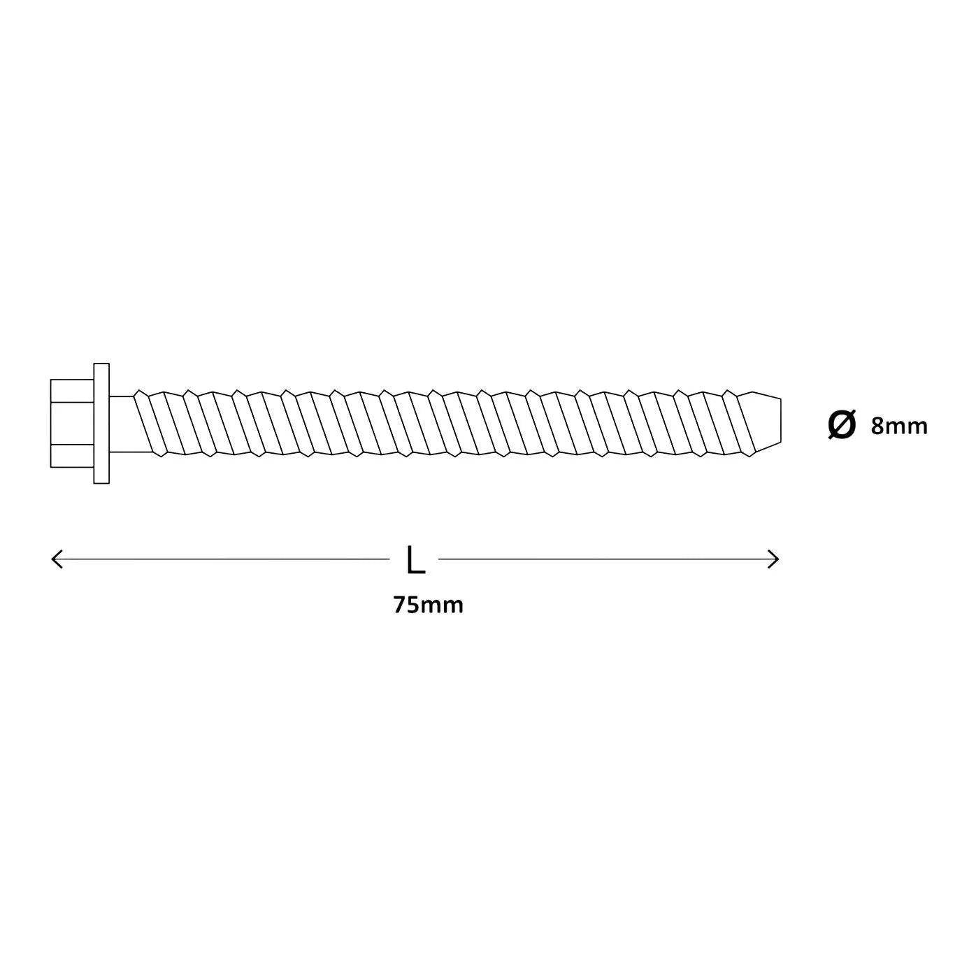 Diall Hex Steel Concrete screw (Dia)8mm (L)75mm, Pack of 10