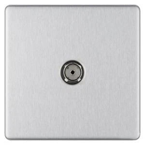 Colours Flat Single Coaxial Socket – Brushed Stainless Steel Effect, Sleek Desig