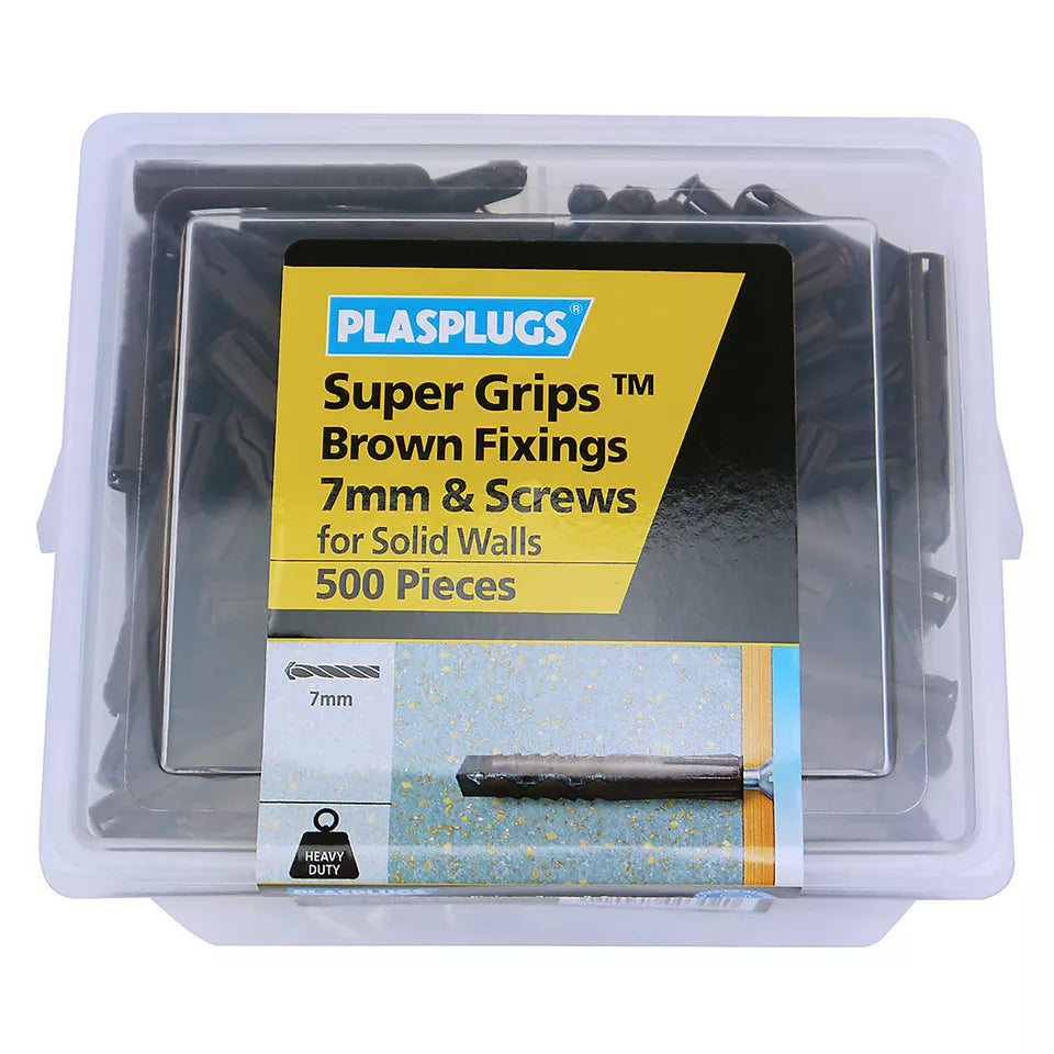 Plasplugs Brown Multi-purpose screw & wall plug (Dia)7mm (L)45mm, Pack of 500