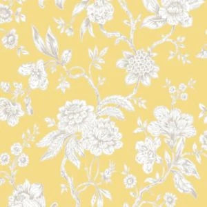 Boutique Meadow Land Yellow Floral Wallpaper – Metallic Effect, Smooth Finish