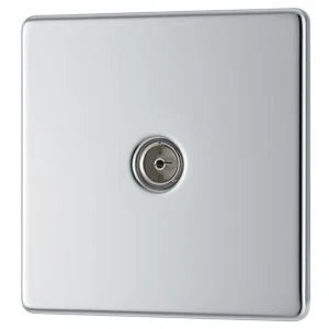 Colours Flat Coaxial Socket – Polished Chrome Effect, Sleek & Modern Design